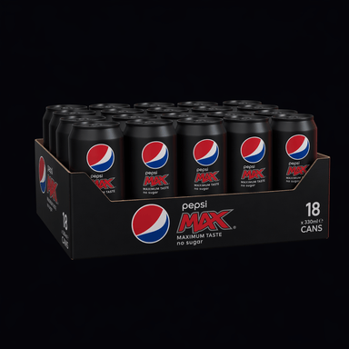 Pepsi Max 18-pak dåser (18x33cl), AI-genereret billede