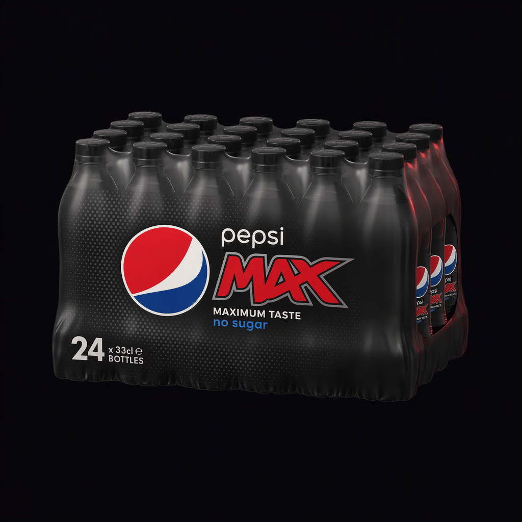 Pepsi Max 24-pak flasker (24x33cl), AI-genereret billede