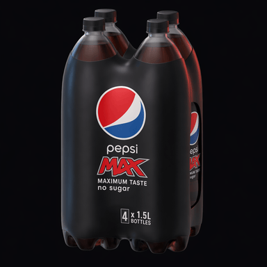 Pepsi Max 4-pak flasker (4x1.5L), AI-genereret billede