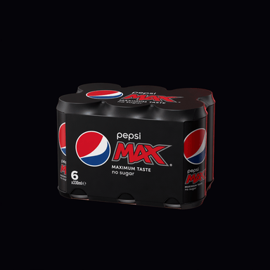 Pepsi Max 6-pak dåser (6x33cl), AI-genereret billede