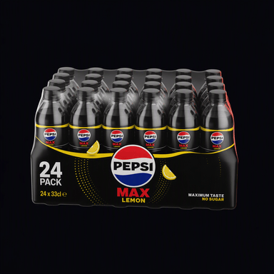 Pepsi Max Lemon 24-pak flasker (24x33cl), AI-genereret billede