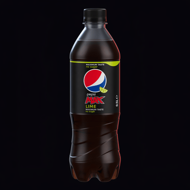 Pepsi Max Lime 50cl flaske, AI-genereret billede