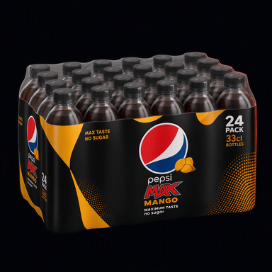 Pepsi Max Mango 24-pak flasker (24x33cl), AI-genereret billede