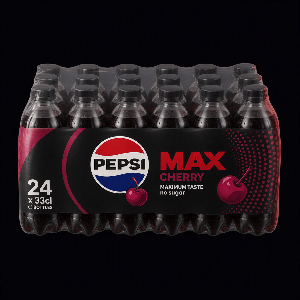 Pepsi Max Cherry 24-pak flasker (24x33cl), AI-genereret billede