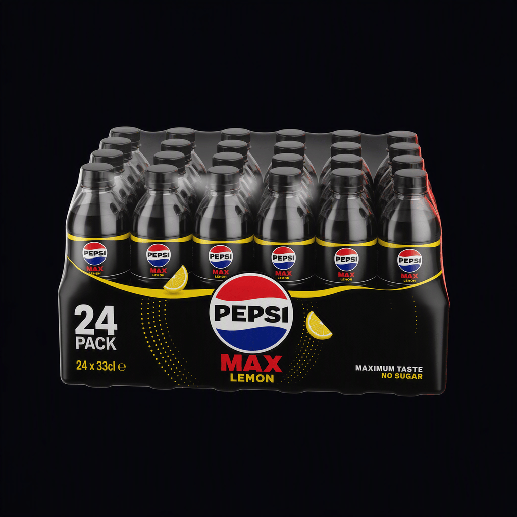 Pepsi Max Lemon 24-pak flasker (24x33cl), AI-genereret billede